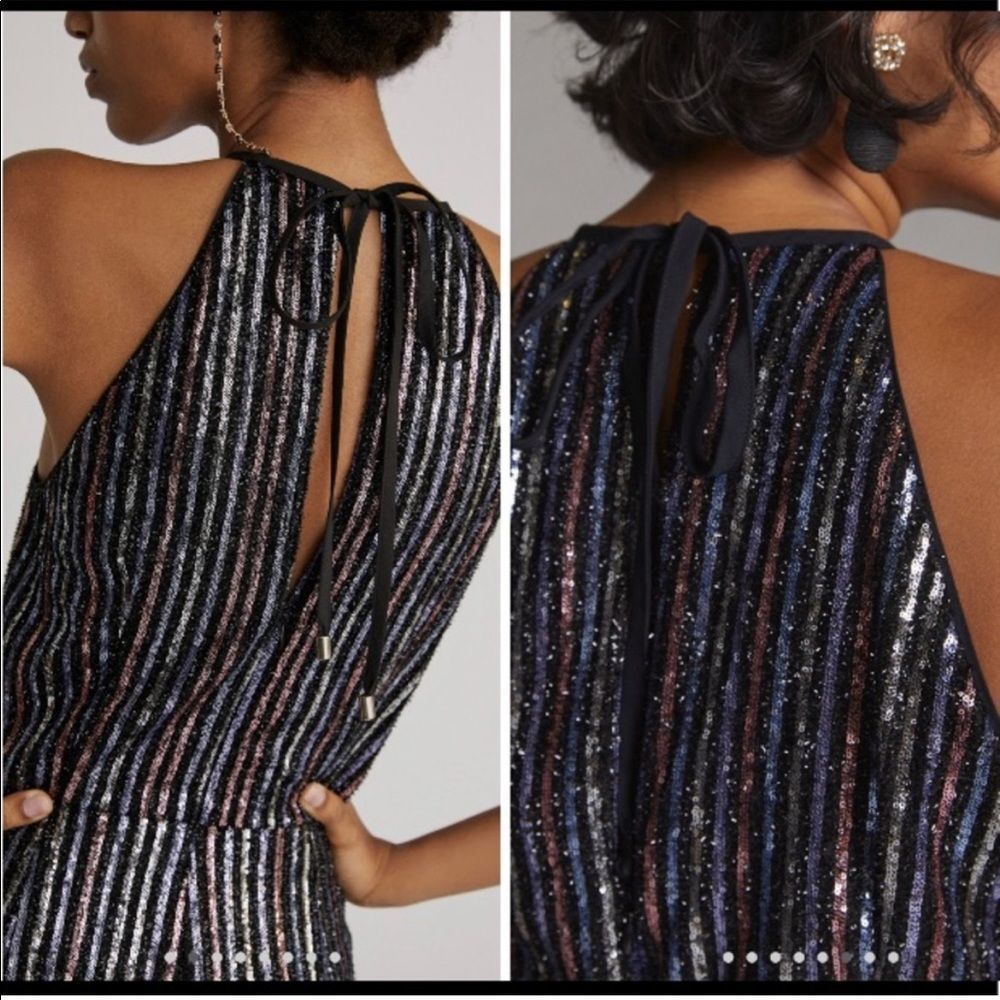 NEW Maeve Anthropologie Disco Halter Sequined Jumpsuit - Picture 3 of 15